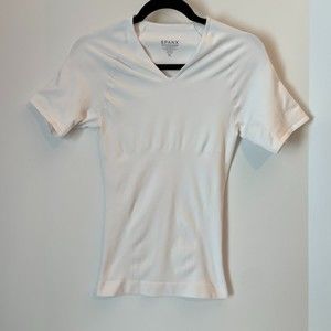 Spanx Shaper Vneck Zoned Performance Undershirt Short Sleeve-White-XL Mens